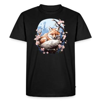 Renard endormi Sleepyhead Sieste Sommeil Amoureux du renard - T-shirt Premium bio Homme - noir - Devant - Nico (187cm)