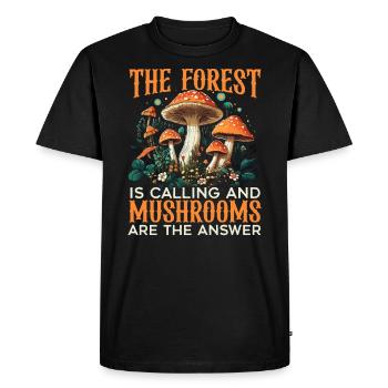 Mushroom Foraging Mycology Fungi Morel Hunting - Men's Premium Organic T-Shirt - black - Front - Nico (187cm)