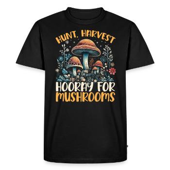 Mushroom Foraging Mycology Fungi Morel Hunting - Men's Premium Organic T-Shirt - black - Front - Nico (187cm)