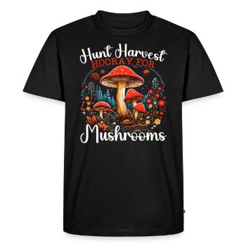 Mushroom Foraging Mycology Fungi Morel Hunting - Men's Premium Organic T-Shirt - black - Front - Nico (187cm)