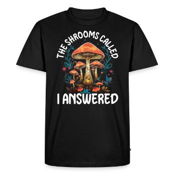 Mushroom Foraging Mycology Fungi Morel Hunting - Men's Premium Organic T-Shirt - black - Front - Nico (187cm)