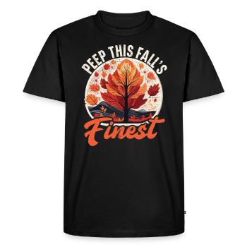 Feuille Peeping Automne Feuille Peeper Automne Feuillage - T-shirt Premium bio Homme - noir - Devant - Nico (187cm)