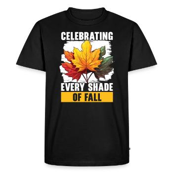 Feuille Peeping Automne Feuille Peeper Automne Feuillage - T-shirt Premium bio Homme - noir - Devant - Nico (187cm)
