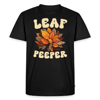 Feuille Peeping Automne Feuille Peeper Automne Feuillage - T-shirt Premium bio Homme - noir - Devant - Nico (187cm)