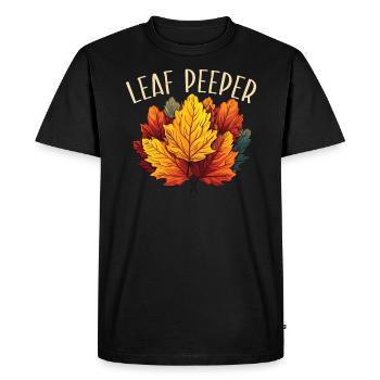 Feuille Peeping Automne Feuille Peeper Automne Feuillage - T-shirt Premium bio Homme - noir - Devant - Nico (187cm)