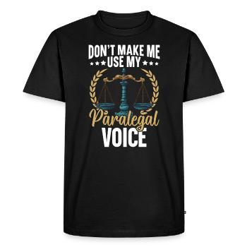 Assistant(e) judiciaire(ve) Droit Droit Juge de salle d’audience - T-shirt Premium bio Homme - noir - Devant - Nico (187cm)