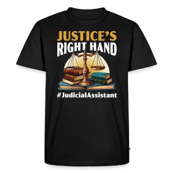 Assistant(e) judiciaire(ve) Droit Droit Juge de salle d’audience - T-shirt Premium bio Homme - noir - Devant - Nico (187cm)