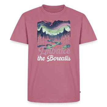 Aurore boréale ciel étoilé Nature lumière affichage - T-shirt Premium bio Homme - mauve - Devant - Nico (187cm)