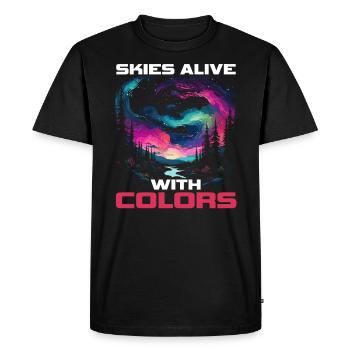 Aurore boréale ciel étoilé Nature lumière affichage - T-shirt Premium bio Homme - noir - Devant - Nico (187cm)