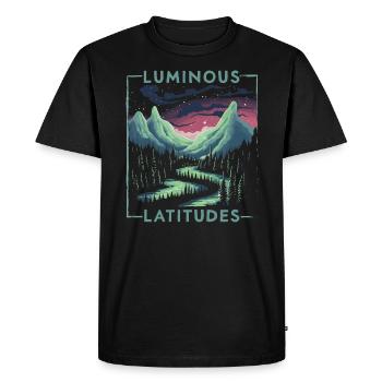 Aurore boréale ciel étoilé Nature lumière affichage - T-shirt Premium bio Homme - noir - Devant - Nico (187cm)