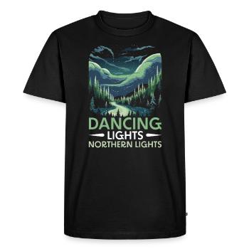 Aurore boréale ciel étoilé Nature lumière affichage - T-shirt Premium bio Homme - noir - Devant - Nico (187cm)