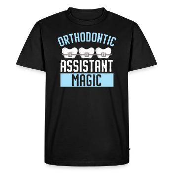 Emploi d’assistant orthodontique Dentiste dentaire - T-shirt Premium bio Homme - noir - Devant - Nico (187cm)