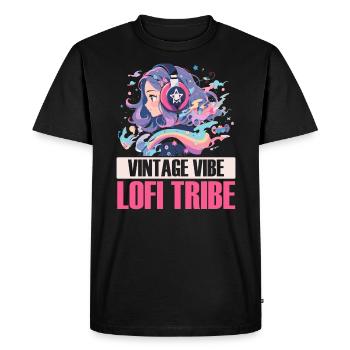 Lofi Mélomane Basse Fidélité Esthétique Japonaise - T-shirt Premium bio Homme - noir - Devant - Nico (187cm)