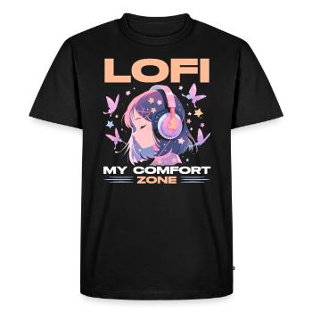 Lofi Mélomane Basse Fidélité Esthétique Japonaise - T-shirt Premium bio Homme - noir - Devant - Nico (187cm)
