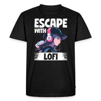 Lofi Mélomane Basse Fidélité Esthétique Japonaise - T-shirt Premium bio Homme - noir - Devant - Nico (187cm)