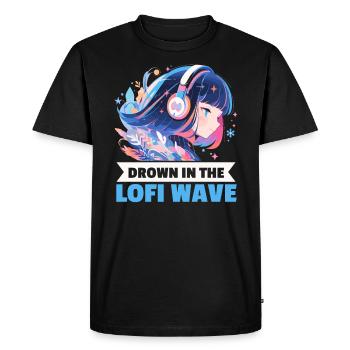 Lofi Mélomane Basse Fidélité Esthétique Japonaise - T-shirt Premium bio Homme - noir - Devant - Nico (187cm)