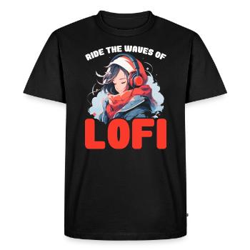Lofi Mélomane Basse Fidélité Esthétique Japonaise - T-shirt Premium bio Homme - noir - Devant - Nico (187cm)
