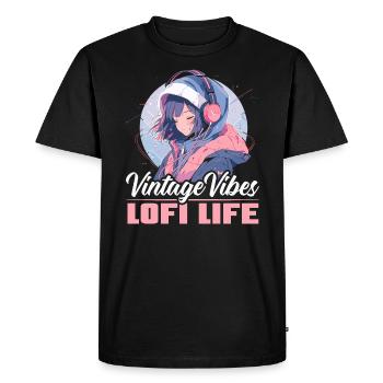 Lofi Mélomane Basse Fidélité Esthétique Japonaise - T-shirt Premium bio Homme - noir - Devant - Nico (187cm)