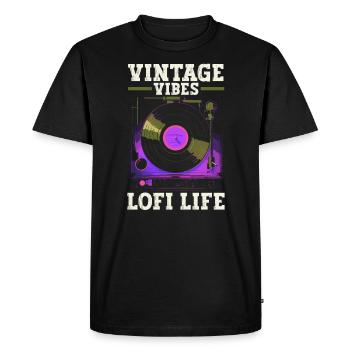 Lofi Mélomane Basse Fidélité Esthétique Japonaise - T-shirt Premium bio Homme - noir - Devant - Nico (187cm)