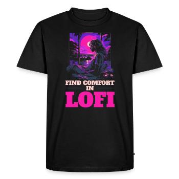 Lofi Mélomane Basse Fidélité Esthétique Japonaise - T-shirt Premium bio Homme - noir - Devant - Nico (187cm)