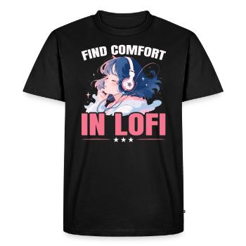 Lofi Mélomane Basse Fidélité Esthétique Japonaise - T-shirt Premium bio Homme - noir - Devant - Nico (187cm)