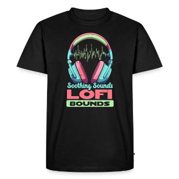 Lofi Mélomane Basse Fidélité Esthétique Japonaise - T-shirt Premium bio Homme - noir - Devant - Nico (187cm)