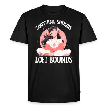 Lofi Mélomane Basse Fidélité Esthétique Japonaise - T-shirt Premium bio Homme - noir - Devant - Nico (187cm)