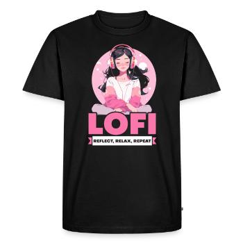 Lofi Mélomane Basse Fidélité Esthétique Japonaise - T-shirt Premium bio Homme - noir - Devant - Nico (187cm)