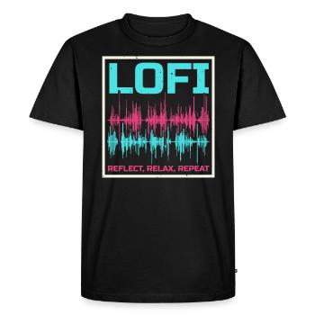 Lofi Mélomane Basse Fidélité Esthétique Japonaise - T-shirt Premium bio Homme - noir - Devant - Nico (187cm)