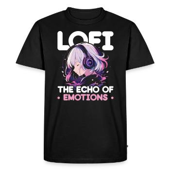 Lofi Mélomane Basse Fidélité Esthétique Japonaise - T-shirt Premium bio Homme - noir - Devant - Nico (187cm)