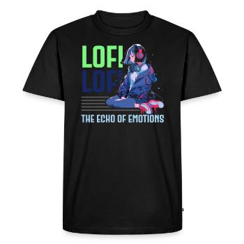 Lofi Mélomane Basse Fidélité Esthétique Japonaise - T-shirt Premium bio Homme - noir - Devant - Nico (187cm)