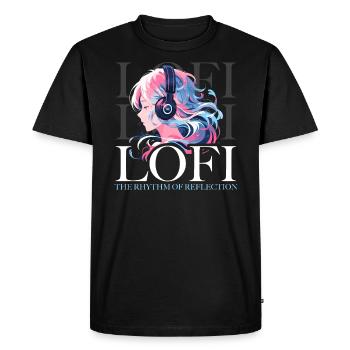 Lofi Mélomane Basse Fidélité Esthétique Japonaise - T-shirt Premium bio Homme - noir - Devant - Nico (187cm)