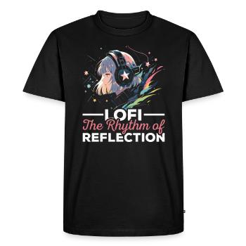Lofi Mélomane Basse Fidélité Esthétique Japonaise - T-shirt Premium bio Homme - noir - Devant - Nico (187cm)