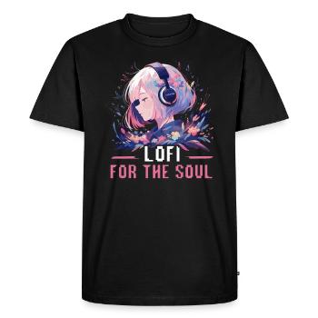 Lofi Mélomane Basse Fidélité Esthétique Japonaise - T-shirt Premium bio Homme - noir - Devant - Nico (187cm)