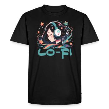 Lofi Mélomane Basse Fidélité Esthétique Japonaise - T-shirt Premium bio Homme - noir - Devant - Nico (187cm)