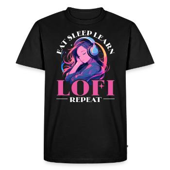 Lofi Mélomane Basse Fidélité Esthétique Japonaise - T-shirt Premium bio Homme - noir - Devant - Nico (187cm)