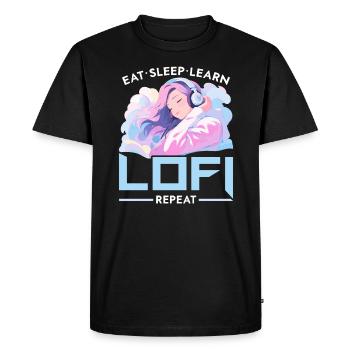 Lofi Mélomane Basse Fidélité Esthétique Japonaise - T-shirt Premium bio Homme - noir - Devant - Nico (187cm)