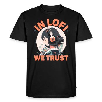 Lofi Mélomane Basse Fidélité Esthétique Japonaise - T-shirt Premium bio Homme - noir - Devant - Nico (187cm)