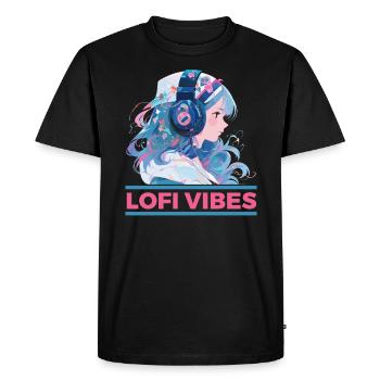 Lofi Mélomane Basse Fidélité Esthétique Japonaise - T-shirt Premium bio Homme - noir - Devant - Nico (187cm)