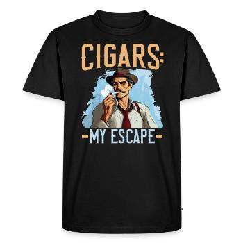 Cigare Fumer Tabac Fumée Cigarette Fumeur Cigare - T-shirt Premium bio Homme - noir - Devant - Nico (187cm)