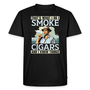 Fumer le cigare Fumée de tabac Cigare fumeur de cigarette - T-shirt Premium bio Homme - noir - Devant - Nico (187cm)
