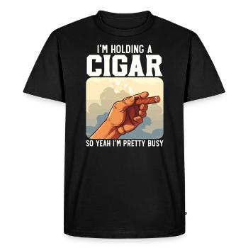Cigare Fumer Tabac Fumée Cigarette Fumeur Cigare - T-shirt Premium bio Homme - noir - Devant - Nico (187cm)