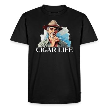 Cigare Fumer Tabac Fumée Cigarette Fumeur Cigare - T-shirt Premium bio Homme - noir - Devant - Nico (187cm)