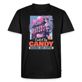 Fabrication de bonbons Fabricant de bonbons Fabrication de bonbons J’aime les bonbons - T-shirt Premium bio Homme - noir - Devant - Nico (187cm)