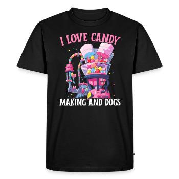 Fabrication de bonbons Fabricant de bonbons Fabrication de bonbons J’aime les bonbons - T-shirt Premium bio Homme - noir - Devant - Nico (187cm)