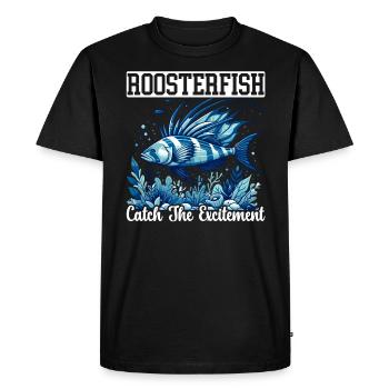 Poisson Coq Fish Catcher Pêcheur Pêcheur Pêche - T-shirt Premium bio Homme - noir - Devant - Nico (187cm)