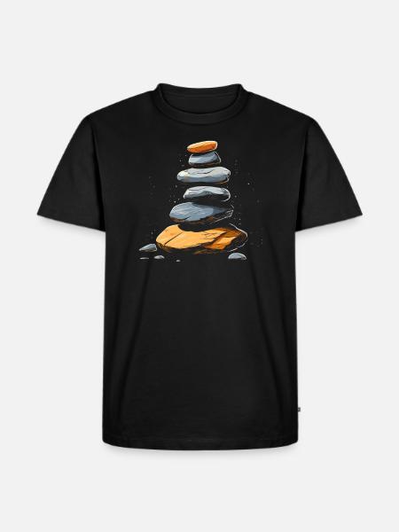 Steinstrumpf Steinstapler Felsausgleich - Männer Premium Bio T-Shirt - Schwarz