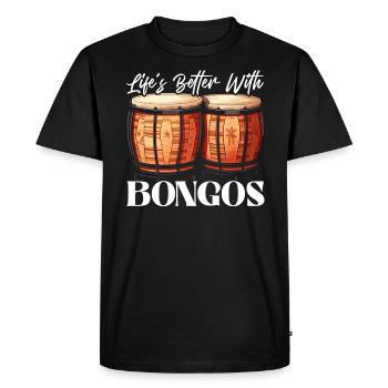 Bongo Player Musical Instrument Musician - Men's Premium Organic T-Shirt - black - Front - Nico (187cm)