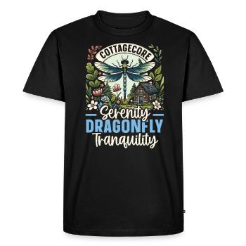 Cottagecore Esthétique Libellule Amante Gobelin - T-shirt Premium bio Homme - noir - Devant - Nico (187cm)