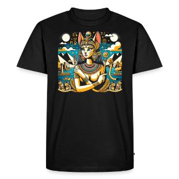 Bastet Déesse égyptienne Égypte Pyramide Égypte - T-shirt Premium bio Homme - noir - Devant - Nico (187cm)